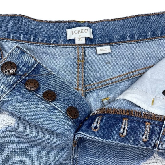 J. Crew Distressed Button-fly Light Wash Shorts Size 25 - Picture 7 of 8